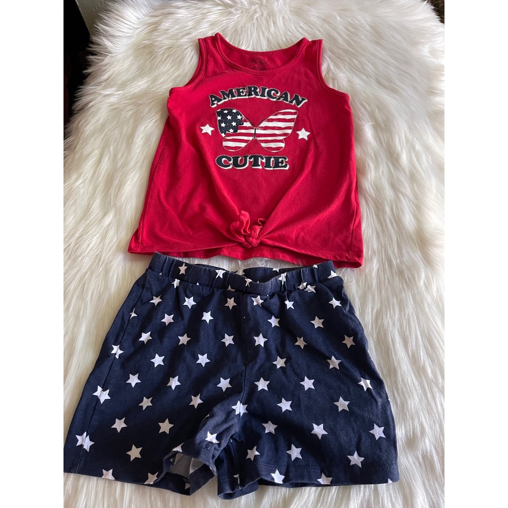 Childrens Place Girl's American Cutie 2-Piece Set -  Red Blue Size 5T Used - Picture 2 of 6